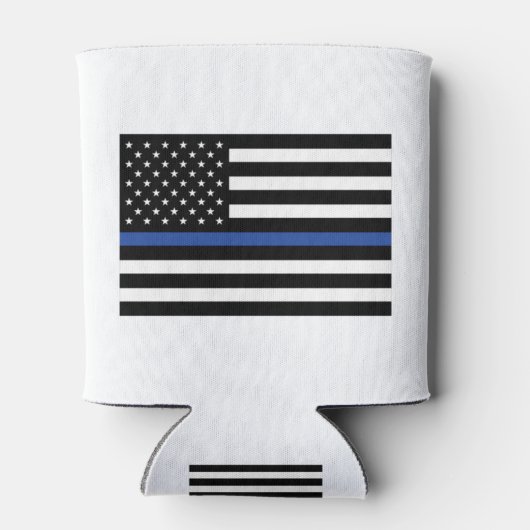 Dunne blauwe lijnvlag blikjeskoeler (Achterkant)