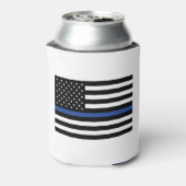 Dunne blauwe lijnvlag blikjeskoeler (Blikje Achterkant)