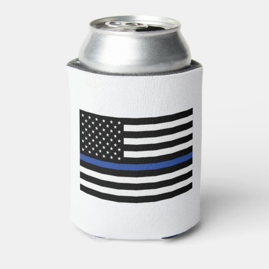 Dunne blauwe lijnvlag blikjeskoeler (Blikje Achterkant)