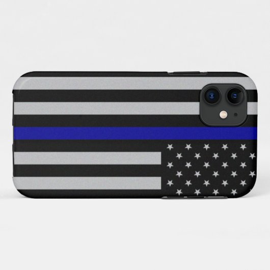 Dunne blauwe lijnvlag Case-Mate iPhone case (Achterkant (horizontaal))