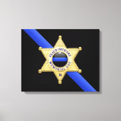 Dunne blauwe lijnvlag en -badge canvas afdruk (Voorkant)