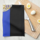 Dunne blauwe lijnvlag en -badge theedoek (Quarter Fold)