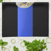 Dunne blauwe lijnvlag en -badge theedoek (Gevouwen)