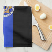 Dunne blauwe lijnvlag en -badge theedoek (Quarter Fold)