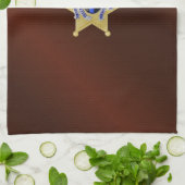 Dunne blauwe lijnvlag en -badge theedoek (Gevouwen)