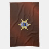 Dunne blauwe lijnvlag en -badge theedoek (Verticaal)