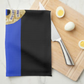 Dunne blauwe lijnvlag en -badge theedoek (Quarter Fold)