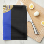 Dunne blauwe lijnvlag en -badge theedoek (Quarter Fold)