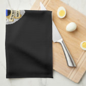 Dunne blauwe lijnvlag en -badge theedoek (Quarter Fold)