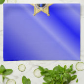 Dunne blauwe lijnvlag en -badge theedoek (Gevouwen)