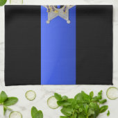 Dunne blauwe lijnvlag en -badge theedoek (Gevouwen)