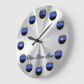 Dunne blauwe lijnvlag en sterretjes Inlay-Buttonne Grote Klok (Hoek)