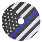 Dunne blauwe lijnvlag fleece kerstboom rok (Voorkant)