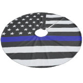 Dunne blauwe lijnvlag fleece kerstboom rok (Gekanteld)