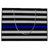 Dunne blauwe lijnvlag groot cadeauzakje (Achterkant)