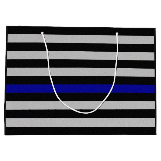 Dunne blauwe lijnvlag groot cadeauzakje (Achterkant)