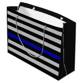 Dunne blauwe lijnvlag groot cadeauzakje (Achterkant Gekanteld)