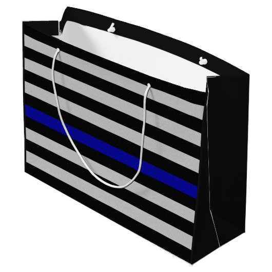 Dunne blauwe lijnvlag groot cadeauzakje (Achterkant Gekanteld)