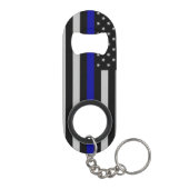 Dunne blauwe lijnvlag Mini Sleutelhanger flesopeni Flessenopener (Achterkant)