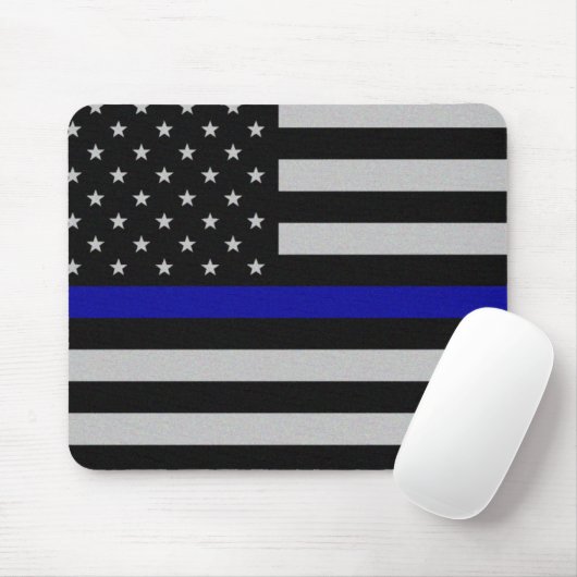 Dunne blauwe lijnvlag muismat (Met muis)