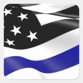 Dunne blauwe lijnvlag vierkante sticker (Voorkant)