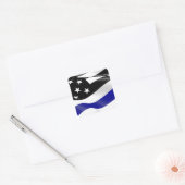 Dunne blauwe lijnvlag vierkante sticker (Envelop)