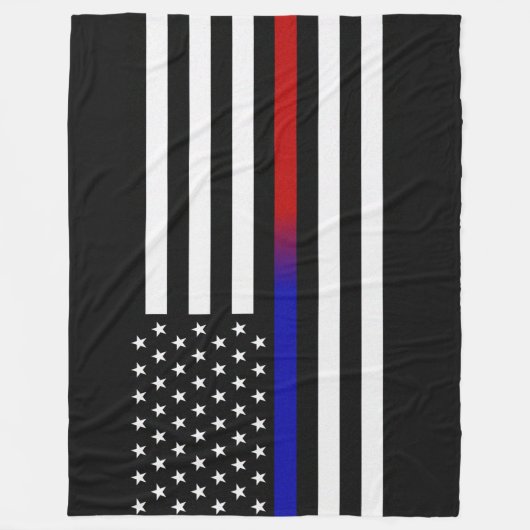 Dunne blauwe/rode lijnvlag fleece deken (Voorkant)