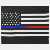 Dunne blauwe/rode lijnvlag fleece deken (Voorkant (Horizontaal))