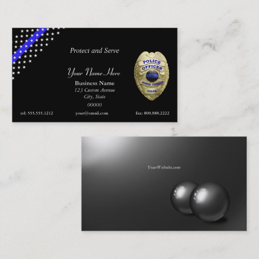 Dunne Blauwe Stars en Stripes 4-badge-opties Visitekaartje (Voorkant / Achterkant)