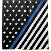 Dunne blauwe strembanden en Stripes Shower Curta Douchegordijn (Voorkant)