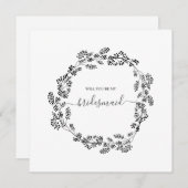 Dunne Bloem Moderne Bruidsmeisje Bruiloft Kaart (Voorkant / Achterkant)