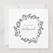 Dunne Bloem Moderne Bruidsmeisje Bruiloft Kaart (Voorkant)