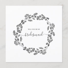 Dunne Bloem Moderne Bruidsmeisje Bruiloft Kaart