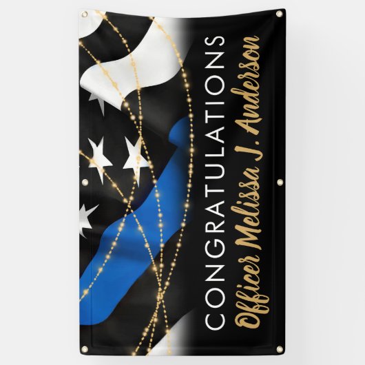 Dunne Blue Line Gold Police Graduparty Spandoek (Verticaal)