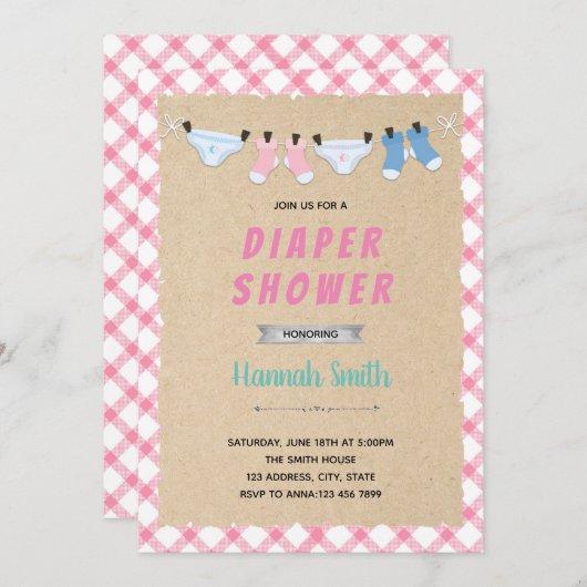 Dunne douchethema Uitnodiging (Voorkant / Achterkant)