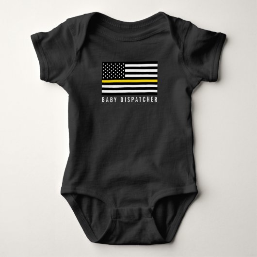 Dunne gele lijn Amerikaanse vlag Baby Dispatcher Romper (Voorkant)
