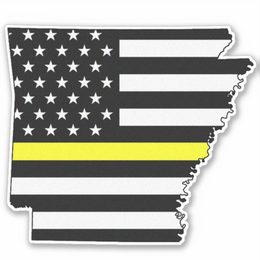Dunne gele lijn Arkansas vlag Sticker (Voorkant)