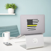 Dunne gele lijn Arkansas vlag Sticker (Laptop op bureau)
