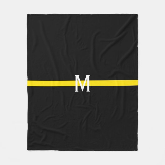 Dunne gele lijn dispatcher monogram fleece deken (Voorkant)
