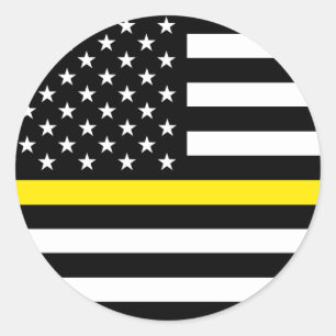Dunne Gele Lijn Dispatchers Vlag Ronde Sticker
