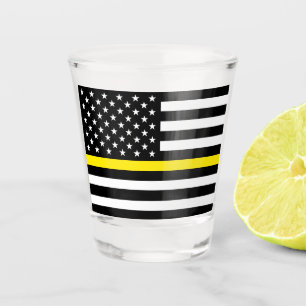 Dunne Gele Lijn Dispatchers Vlag Shot Glas