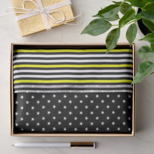 Dunne gele lijn en sterren tissuepapier (Geschenk)