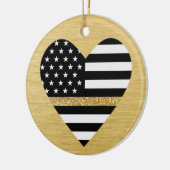 Dunne gele lijn Glitter Flag Heart Keramisch Ornament (Links)