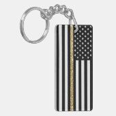 Dunne gele lijn Glitter-vlag Sleutelhanger (Voorkant Links)