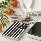 Dunne gele lijn Glitter-vlag Sleutelhanger (Voorkant Rechts)