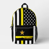 Dunne Gele Lijn Tas, Amerikaanse Vlag Dispatchers Bedrukte Rugzak (Voorkant)