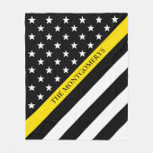 Dunne gele lijn verzender vlag monogram naam fleece deken (Voorkant)