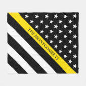 Dunne gele lijn verzender vlag monogram naam fleece deken (Voorkant (Horizontaal))