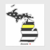 Dunne gele lijn vlag Michigan Sticker (Vel)