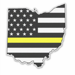 Dunne gele lijn vlag Ohio Sticker